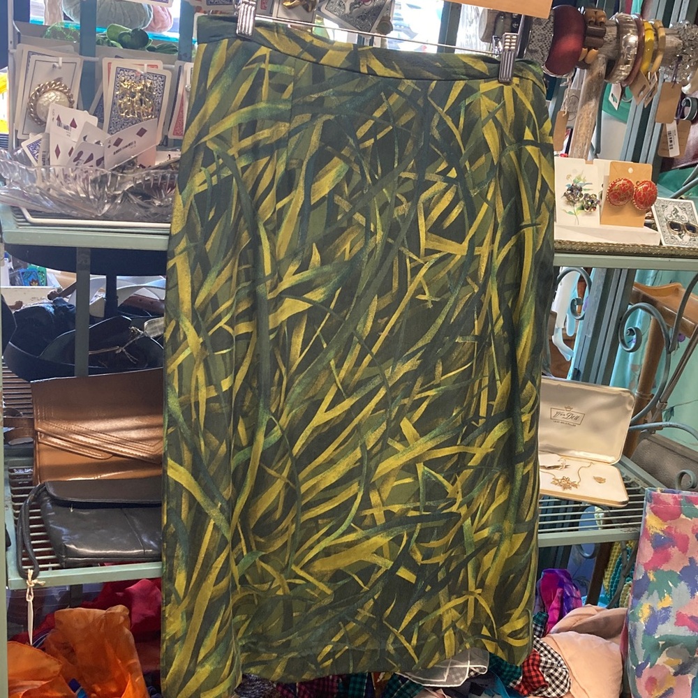 Ganni Leafy Green and Yellow Skirt